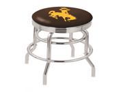 Holland 30 Chrome Double Ring University of Wyoming Swivel Bar Stool with 2.5 Ribbed Accent Ring