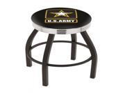 30 L8B3C Black Wrinkle U.S. Army Swivel Bar Stool with Chrome 2.5 Ribbed Accent Ring