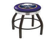 25 L8B3C NHL Black Wrinkle Buffalo Sabres Logo Swivel Bar Stool with Chrome 2.5 Ribbed Accent Ring