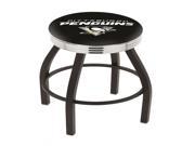 30 L8B3C Black Wrinkle Pittsburgh Penguins Swivel Bar Stool with Chrome 2.5 Ribbed Accent Ring