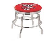 Holland 30 Chrome Double Ring University of Wisconsin Badger Swivel Bar Stool with 2.5 Ribbed Accent Ring