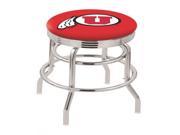 Holland Bar Stool 30 L7C3C Chrome Double Ring Utah Swivel Bar Stool with 2.5 Ribbed Accent Ring