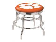 Holland Bar Stool 30 L7C3C Chrome Double Ring Clemson Swivel Bar Stool with 2.5 Ribbed Accent Ring