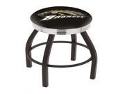 25 L8B3C Black Wrinkle Western Michigan Swivel Bar Stool with Chrome 2.5 Ribbed Accent Ring