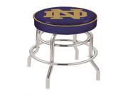 Holland Bar Stool 25 L7C1 4 Notre Dame ND Cushion Seat with Double Ring Chrome Base Swivel Bar Stool