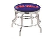 Holland Bar Stool 25 L7C3C Chrome Double Ring Ole Miss Swivel Bar Stool with 2.5 Ribbed Accent Ring