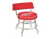 25 L7C4 Chrome Double Ring Detroit Red Wings Swivel Bar Stool with a Back