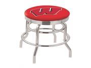 Holland 25 Chrome Double Ring University of Wisconsin W Swivel Bar Stool with 2.5 Ribbed Accent Ring