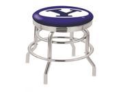 Holland Bar Stool 30 L7C3C Chrome Double Ring Brigham Young Swivel Bar Stool with 2.5 Ribbed Accent Ring