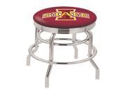 Holland Bar Stool 25 L7C3C Chrome Double Ring Iowa State Swivel Bar Stool with 2.5 Ribbed Accent Ring