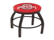 Holland Bar Stool 30 L8B2B Black Wrinkle Ohio State Swivel Bar Stool with Accent Ring