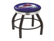 30 L8B3C NHL Black Wrinkle Colorado Avalanche Logo Swivel Bar Stool with Chrome 2.5 Ribbed Accent Ring