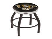 25 L8B3C Black Wrinkle Wake Forest Swivel Bar Stool with Chrome 2.5 Ribbed Accent Ring