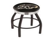 25 L8B3C Black Wrinkle US Military Academy ARMY Swivel Bar Stool with Chrome 2.5 Ribbed Accent Ring