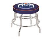 30 L7C1 4 Edmonton Oilers Cushion Seat with Double Ring Chrome Base Swivel Bar Stool