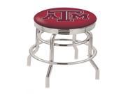 Holland Bar Stool 30 L7C3C Chrome Double Ring Texas A M Swivel Bar Stool with 2.5 Ribbed Accent Ring