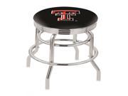 25 L7C3C Chrome Double Ring Texas Tech Swivel Bar Stool with 2.5 Ribbed Accent Ring