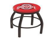 25 L8B2B Black Wrinkle Ohio State Swivel Bar Stool with Accent Ring