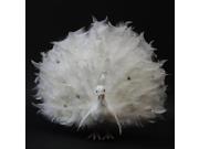 15 White Regal Peacock Bird with Open Tail Feathers Christmas Decoration