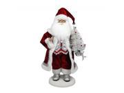 19 Red White and Silver Santa Claus with Christmas Tree Tabletop Decoration