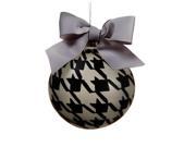 4.75 Gray and Black Pied A Poule Glass Ball Christmas Ornament