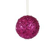 Fancy Fuschia Pink Holographic Glitter Drenched Christmas Ball Ornament 3