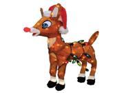 24 Pre Lit Soft Tinsel Rudolph the Red Nosed Reindeer Christmas Yard Art Decoration Clear Lights