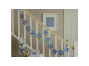 9.9 Blue Holographic Snowflake Christmas Light Garland with 35 Clear Mini Lights White Wire
