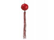 12 Christmas Brites Red Glitter Christmas Ball Ornament with Tassels and Beads