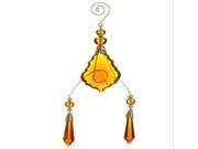 9 Amber Gold Faceted Beaded Pendant Scrolling Christmas Ornament