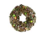 12.5 Natural Pine Cone and Fruit Glitter Artificial Christmas Wreath Unlit