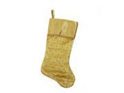 20.5 Gold Glitter Star Print Christmas Stocking with Decorative Metallic Trim
