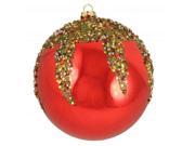 Red Glitter Sequin Beaded Shatterproof Christmas Ball Ornament 6 150mm