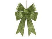 12 Lime Green Sequin and Glitter Bow Christmas Ornament