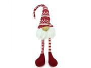 29 Red and White Portly Smiling Hanging Leg Gnome Decoration with Christmas Snow Cap