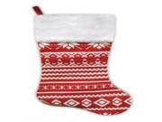 22 Festive Red and White Snowflake Motif Sweater Knit Christmas Stocking