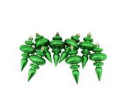 8ct Shiny Xmas Green Swirl Shatterproof Christmas Finial Ornaments 4.25