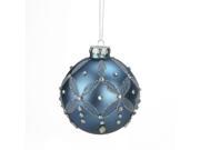 4 Winter Light Icey Blue Glittered and Jeweled Glass Christmas Ball Ornament