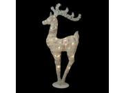 36 Battery Operated White and Silver Glittered LED Lighted Reindeer Christmas Decoration