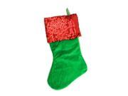 19 Green and Red Chevron Sequin Cuff Christmas Stocking