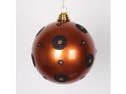 Candy Copper with Black Glitter Polka Dots Commercial Size Christmas Ball Ornament 6 150mm