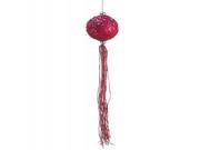 12 Pretty in Pink Fuschia Glitter Christmas Ball Ornament with Tassels