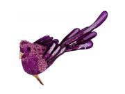 Regal Purple Beaded Clip On Bird Figure Christmas Ornament