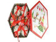 7 Piece Whimsical Red White and Green Decoupage Shatterproof Christmas Ball Ornament Set 2.75