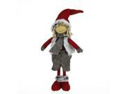 13.5 Young Boy Gnome in Faux Fur Vest Christmas Tabletop Decoration