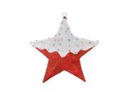 18 Lighted Snow Covered Candy Red Sisal Hanging Christmas Star Window Decoration