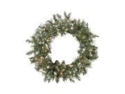 24 Pre lit Snow Mountain Pine Artificial Christmas Wreath Clear Lights