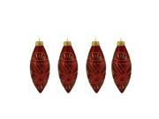 4ct Red and Gold Glitter Mosaic Design Glass Finial Christmas Ornaments 5