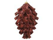 6.25 Fancy Metallic Brown Glitter Pine Cone Christmas Ornament
