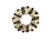 19 Natural Twig and Birch Wood Pine Cone Artificial Christmas Wreath Unlit
